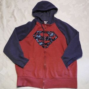 Superman Zip Up Hoodie Jacket Medium